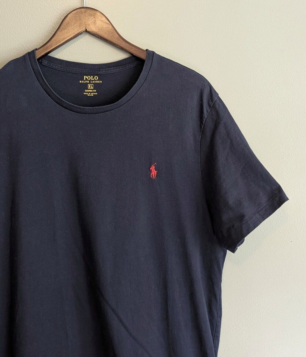 Polo Ralph Lauren Men’s XL Custom Fit Navy Blue T-Shirt Pony Logo SS Cotton Tee